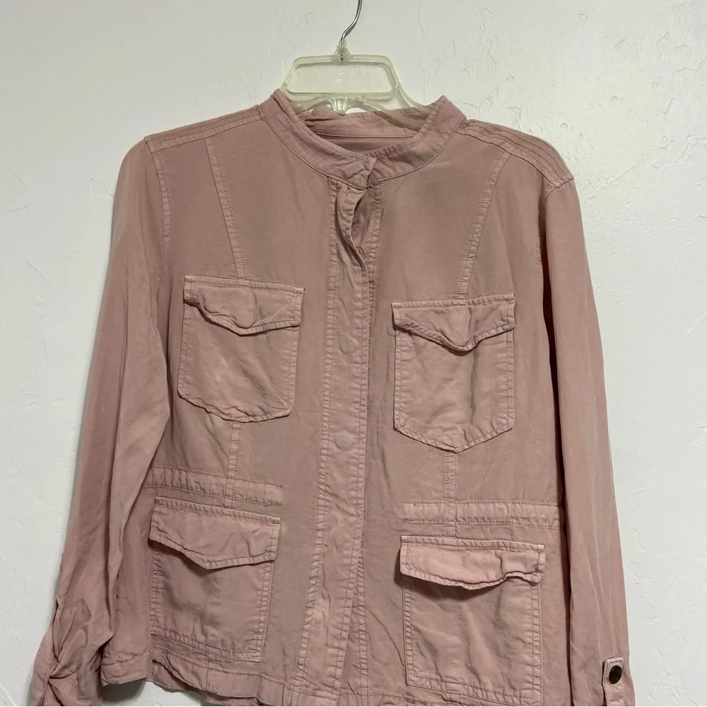 Sanctuary Blush Pink Blouse FLAW Women's Medium Button Front Drawstring Waist - Picture 10 of 10